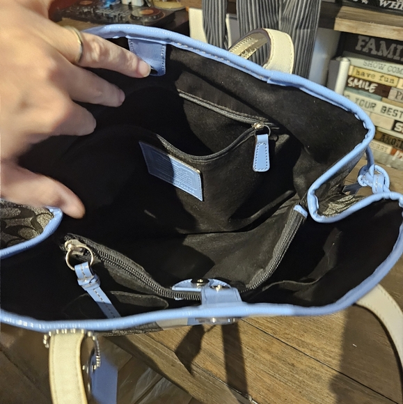 Coach Signature Stripe Coated Canvas Large Shoulder Bag - Picture 12 of 13